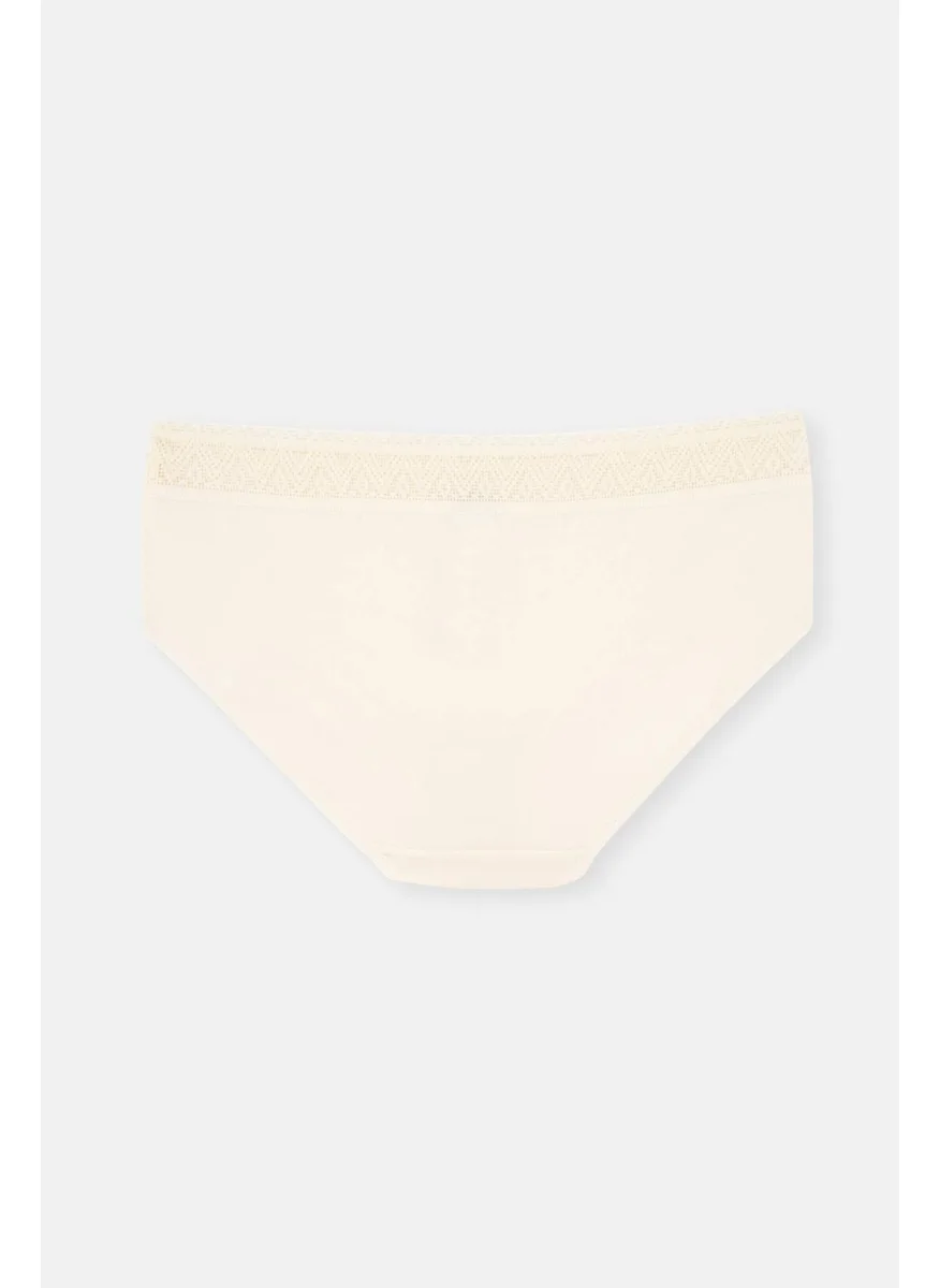dagi Ecru Single Jersey Mid Panties