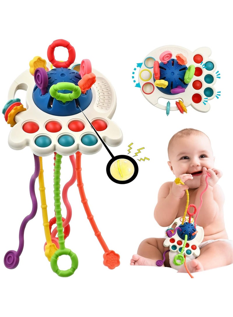 Sensory Baby Teething Toys 6 to 12 Months, Infant Toddler Travel Toys for 1 2 Year Old Boy Girl Birthday Gifts, Soft String Fidget Educational Learning for 9 10 18 Months, Blue  - Image 1
