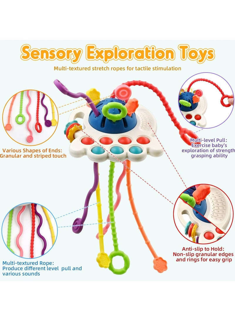 Sensory Baby Teething Toys 6 to 12 Months, Infant Toddler Travel Toys for 1 2 Year Old Boy Girl Birthday Gifts, Soft String Fidget Educational Learning for 9 10 18 Months, Blue  - Image 2