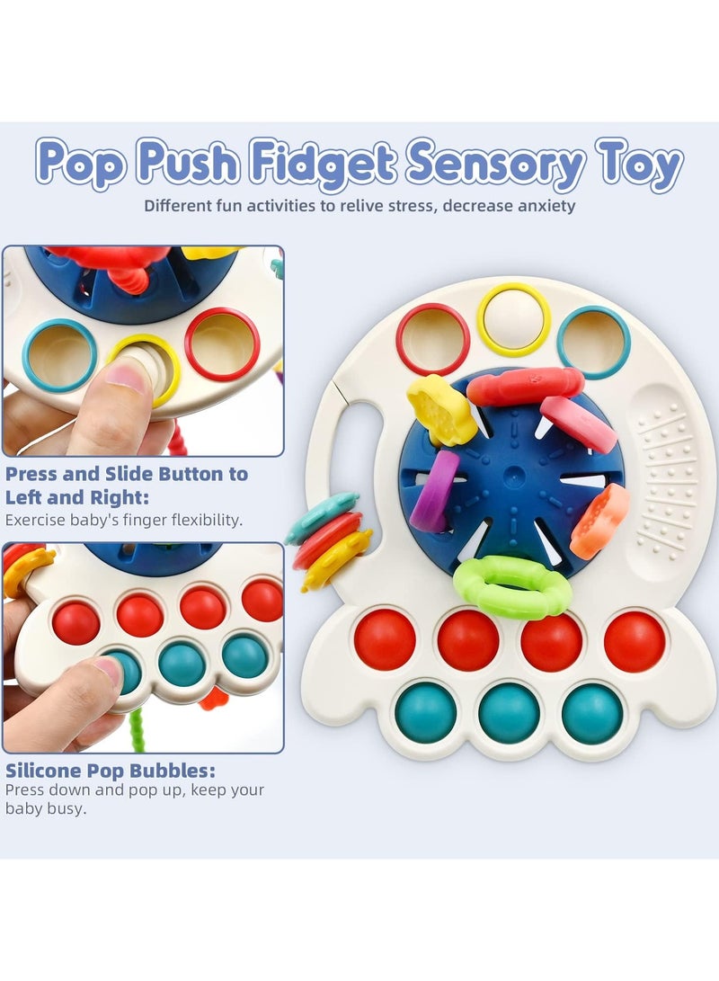 Sensory Baby Teething Toys 6 to 12 Months, Infant Toddler Travel Toys for 1 2 Year Old Boy Girl Birthday Gifts, Soft String Fidget Educational Learning for 9 10 18 Months, Blue  - Image 3