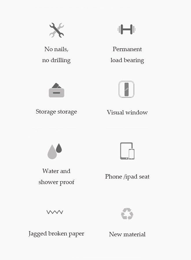 DUNISO Wall mounted toilet paper holder, paper towel holder, wall mounted tissue box, bathroom waterproof paper holder, toilet paper roll holder with storage box - Image 3