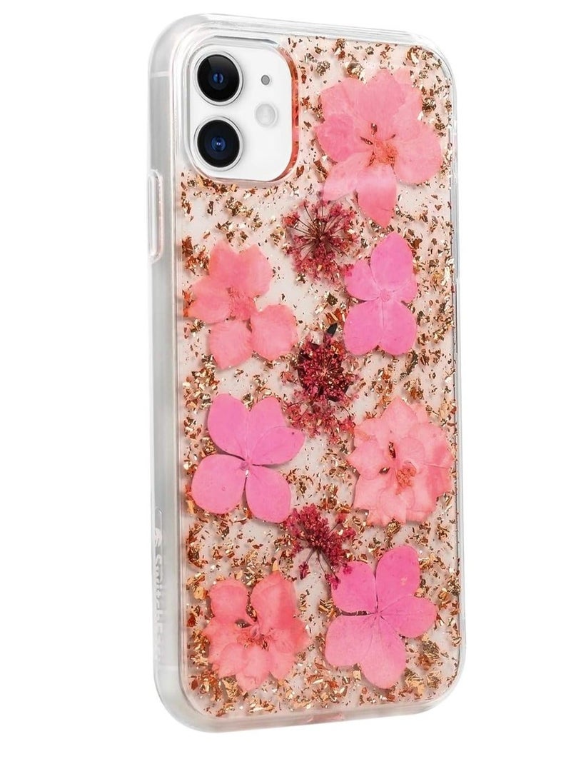 IAF X-fitted iPhone 11 Case, iPhone 11 Glitter Clear Bumper Case Dried Flower Case Bling Case Girly Protective Slim cover Compatible with iPhone 11 6.1", pink  - Image 2