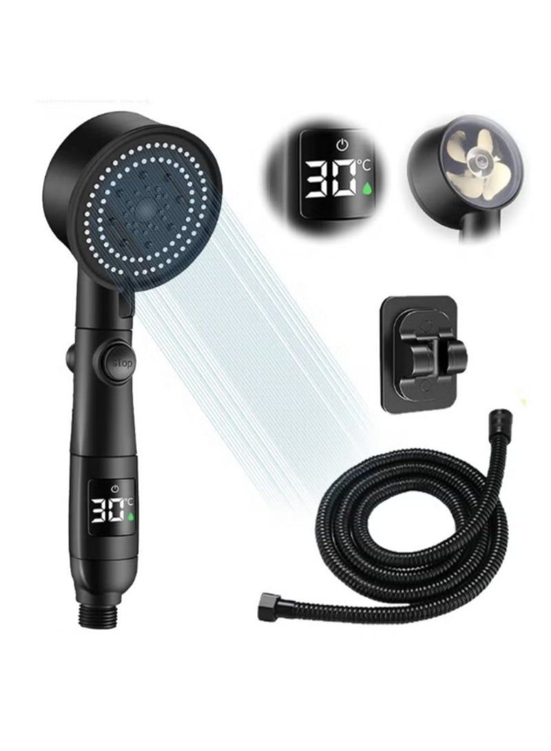 BEILINGDUN Handheld Shower 5 Modes Power Shower Head,Shower Head and Hose 2m with Temperature Indicator, Water Saving Shower Head for Adults Children Pets - Image 1