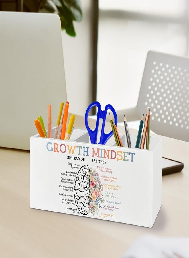 XLDLIOO Mental Health Office Decor, Mental Health Inspirational Pen Pencil Holder Organizer for Desk Accessories, Growth Mindset Motivational Positive Wooden Box Sign Desk Decor for Therapy Counselor - Image 3