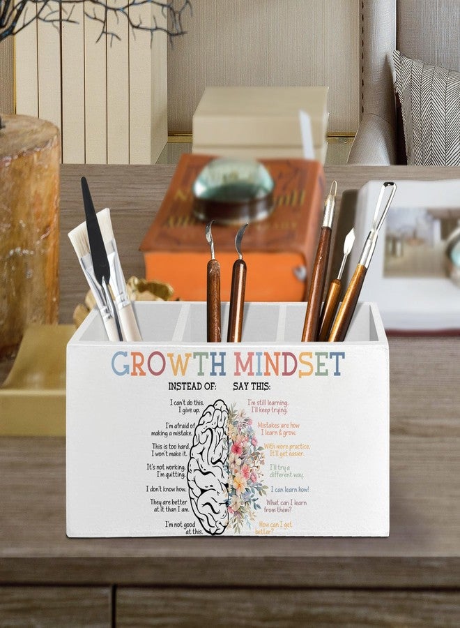 XLDLIOO Mental Health Office Decor, Mental Health Inspirational Pen Pencil Holder Organizer for Desk Accessories, Growth Mindset Motivational Positive Wooden Box Sign Desk Decor for Therapy Counselor - Image 2