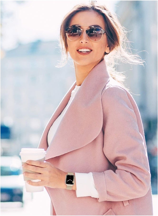 إتش إل تيك متوافق مع سوار ساعة Apple Watch 42 مم 41 مم 40 مم 38 مم للنساء والرجال، سوار معصم مغناطيسي من الفولاذ المقاوم للصدأ معدني متوافق مع iWatch Series 10 9 8 7 6 5 4 3 2 1 SE Starlight - Image 5