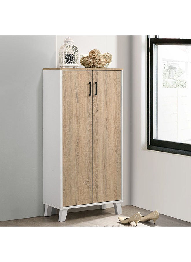 DANUBE HOME Lolly 2 Door Shoe Cabinet Modern Design Wooden Furniture Shoe Organiser For Entryway Hallway Made in Malaysia Shoe Rack L 60 x W 30 x H 123 cm White/Sonoma Oak  - Image 2