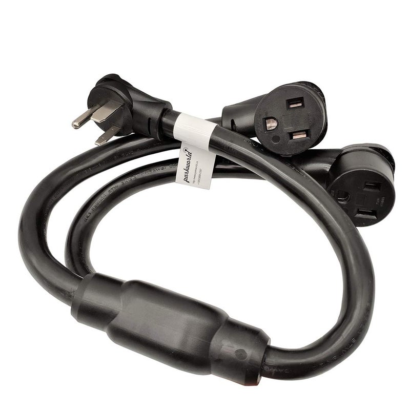 Park World Parkworld 61513 Welder 50A Splitter, 6 Gauge 240V Industrial Male Plug NEMA 6-50P to (2) 6-50R Female Connectors, NEMA 6-50 Splitter Cord Y Adapter 3 feet, 6 AWG - Image 1