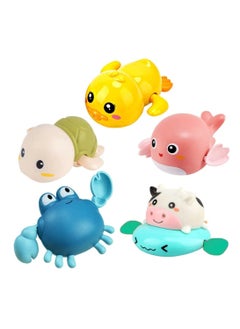 XICEN 5pcs Cute Baby Bath Toys Set Clockwork Bathtub Swimming Pool Toys Animals Duck Dolphin Tortoise Design for Toddlers Infants Boys Girls  - Image 1