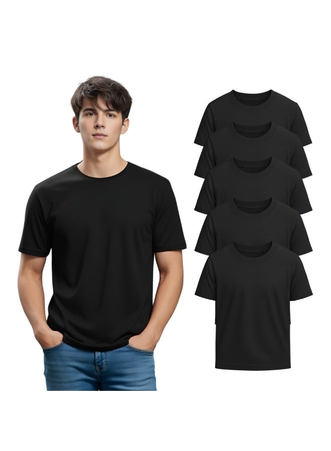 PRINTSHOP4ME Pack of 5 Adult T-Shirts for Men's - Round Neck Short Sleeve Tshirt - 5-Pack Crew Neck Tshirt - Image 1