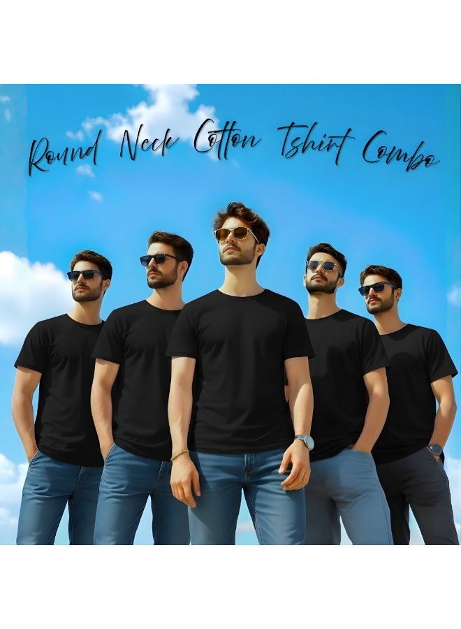 PRINTSHOP4ME Pack of 5 Adult T-Shirts for Men's - Round Neck Short Sleeve Tshirt - 5-Pack Crew Neck Tshirt - Image 4
