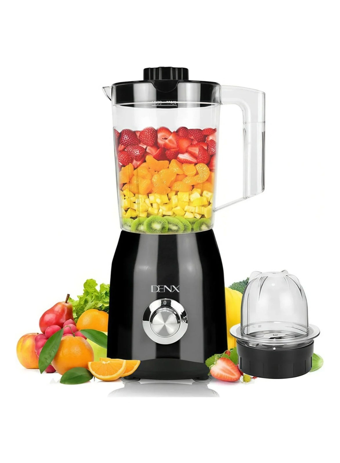 Denx 2-in-1 Juicer Blender 1500W High Power with Grinder, 1.5L Capacity, Overheating Protection, Model DX3216 – Black 1 year warranty