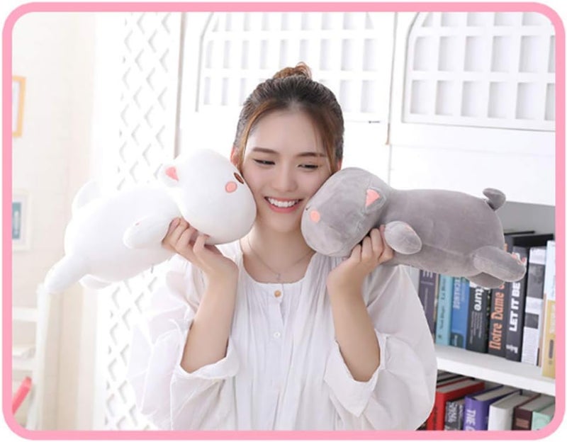 OUKEYI Cute Kitten Plush Toy Stuffed Animal Pet Kitty Soft Anime Cat Plush Pillow, Plush Cat Doll Soft Stuffed Kitten Pillow Doll Toyfor Kids (Gray) - Image 3