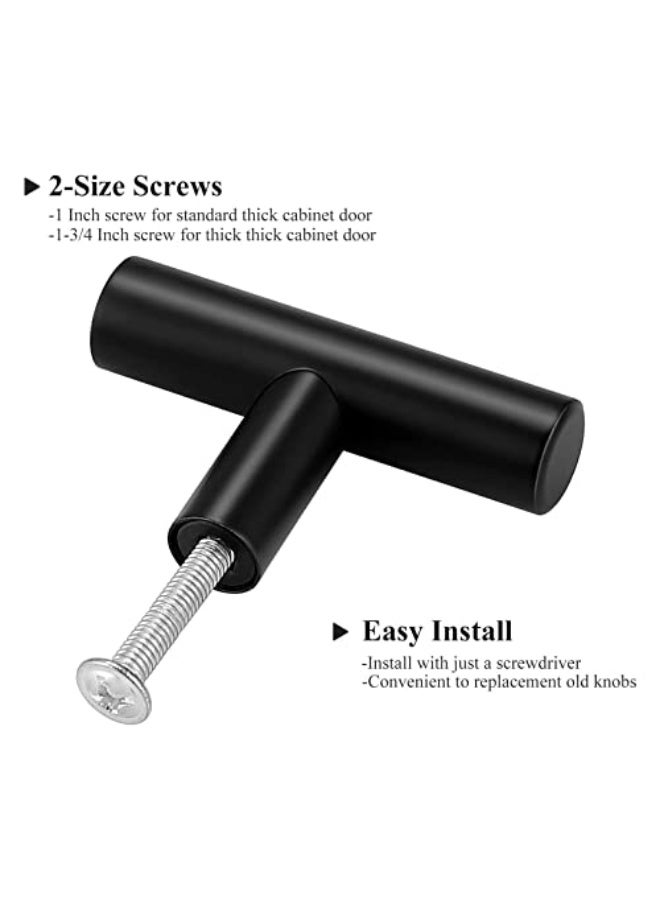Probrico 5 Pack| Black Cabinet Knobs Drawer T Knobs Kitchen Single Hole Cabinet Knobs 2" Overall Length, 12mm Bar Diameter - Image 4