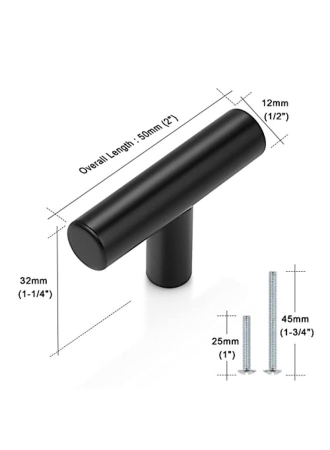 Probrico 5 Pack| Black Cabinet Knobs Drawer T Knobs Kitchen Single Hole Cabinet Knobs 2" Overall Length, 12mm Bar Diameter - Image 5