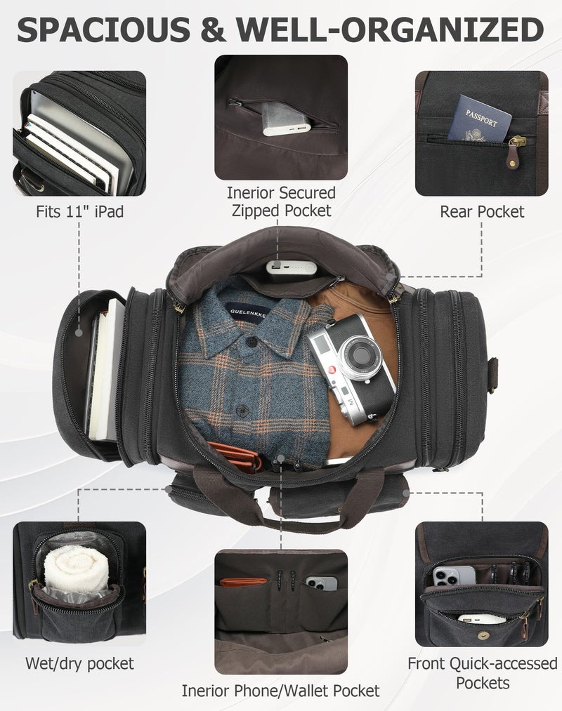 HNCTINNO Duffle Bag for Travel, 50L Carry On Duffle Bag for Airplanes, Canvas Overnight Weekender Bag for Men and Women - Image 4