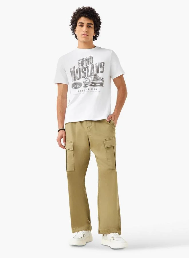 SP Characters Men Regular Fit Crew Neck Short Sleeves Ford Mustang Print T-shirt