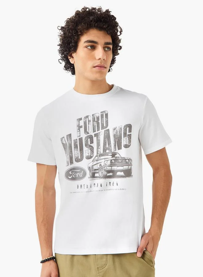 SP Characters Men Regular Fit Crew Neck Short Sleeves Ford Mustang Print T-shirt