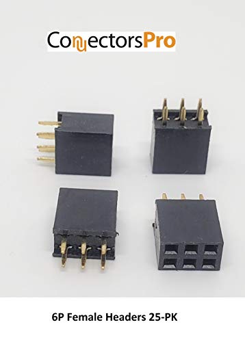 Connectors Pro 25-Pack 6P 2.54mm 0.1" Pitch PCB Female Pin Headers 2x3 Dual Rows 6 Pins Female Sockets to Male Straight PCB DIP, Double Rows PC Board Through-Board Strip (2x3-6P-25PK) - Image 2