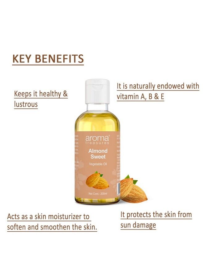 Aroma Treasures Aroma Treasure Almond Sweet Vegetable Oil Enriched With Vitamin A B & E For Skin & Hair 200Ml - Image 4