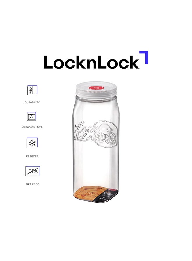 LocknLock Door Pocket Food Canister 1.3L , BPA-Free Airtight Container with Silicone Seal, Fridge Door Storage, Clear Body for Meal Prep, Snacks & Fresh Food Storage - Image 1