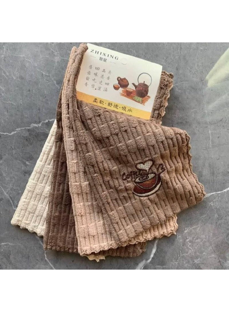 Kitchen Towels - Ultra Soft Cotton and Super Absorbent Dish Towels for Kitchen, Large Kitchen Towel 30x30CM, Natural Cotton Dish Towels Pack of 4 (Brown) - Image 4