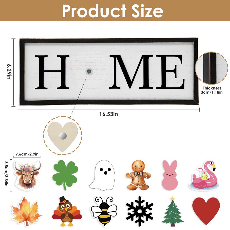 nuvagiki Interchangeable Home Signs 12 Pcs Seasonal Icons, St. Patrick's Day Home Sign Table Decorations Indoor, Openable Easy to Store Wooden Frames, Interchangeable Holiday Table Decorative Shelf Blocks - Image 3