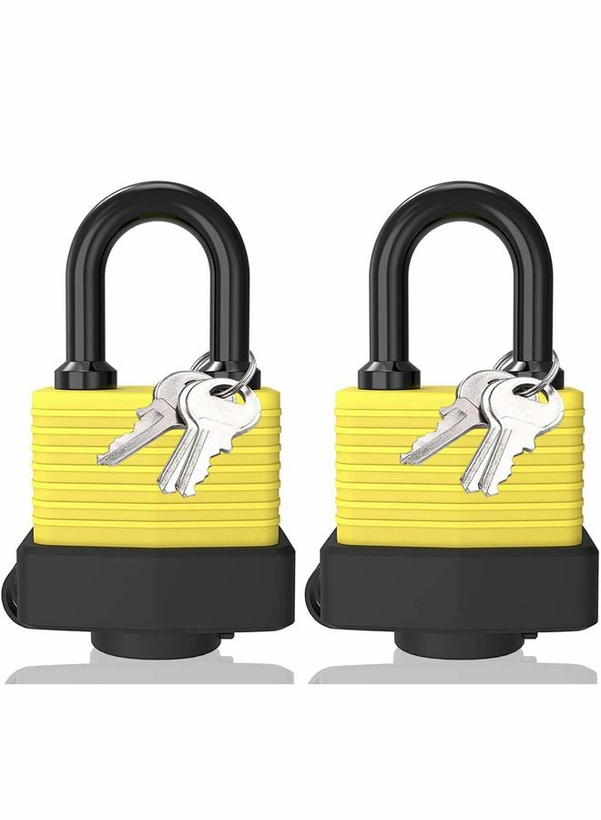 Padlock with Key, 2pcs Key Padlock Outdoor Waterproof Lock 30mm Heavy Duty Padlock Cut Resistant, Laminated Steel for Gym Lockers, Garages, Fences, Sheds, Yards - Image 1