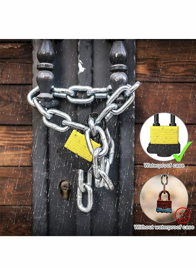 Padlock with Key, 2pcs Key Padlock Outdoor Waterproof Lock 30mm Heavy Duty Padlock Cut Resistant, Laminated Steel for Gym Lockers, Garages, Fences, Sheds, Yards - Image 2