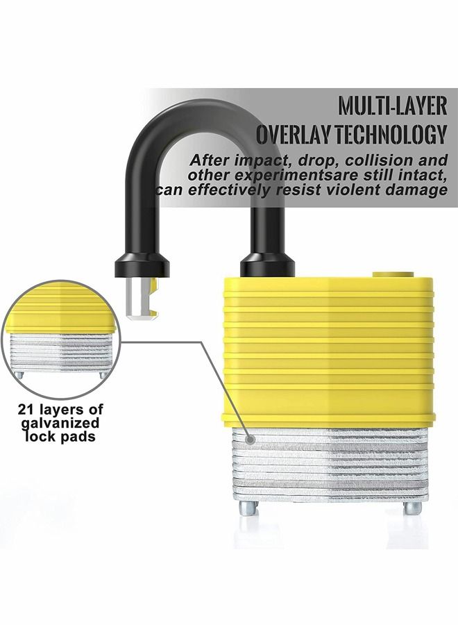 Padlock with Key, 2pcs Key Padlock Outdoor Waterproof Lock 30mm Heavy Duty Padlock Cut Resistant, Laminated Steel for Gym Lockers, Garages, Fences, Sheds, Yards - Image 3