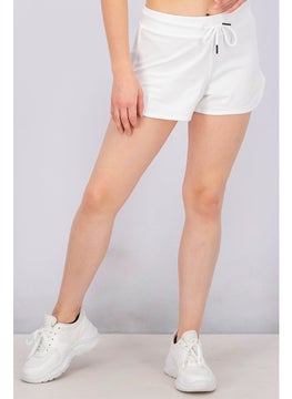 Plein Sport Women Brand Logo Drawstring Short, White  - Image 1
