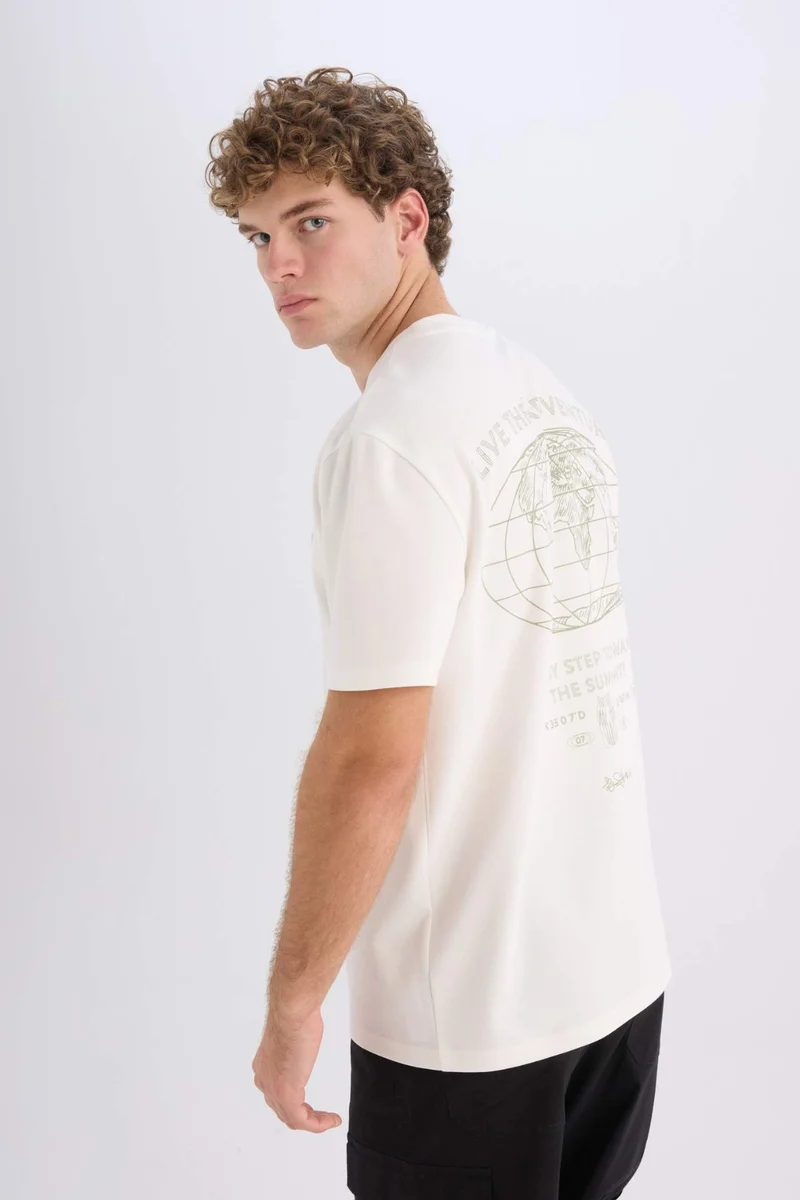 DeFacto Regular Fit Crew Neck Printed Short Sleeve T-Shirt