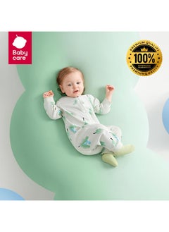 Babycare Babycare - Baby Sleep and Play Footed Onesie, Bubble Tree, Blue, 12–14 Months, Soft Cotton, BPA-Free, Non-Toxic, Snap Closure, Breathable Fabric, Gentle on Skin, Cozy Fit, Ideal for Day and Night Wear  - Image 3
