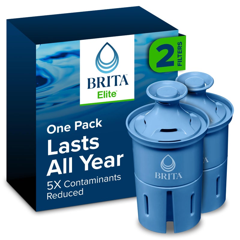 Brita Filter Replacements for Water Pitchers and Dispensers, Elite, NSF Certified to Remove 99% of Lead, 2 Count, Blue - Image 1