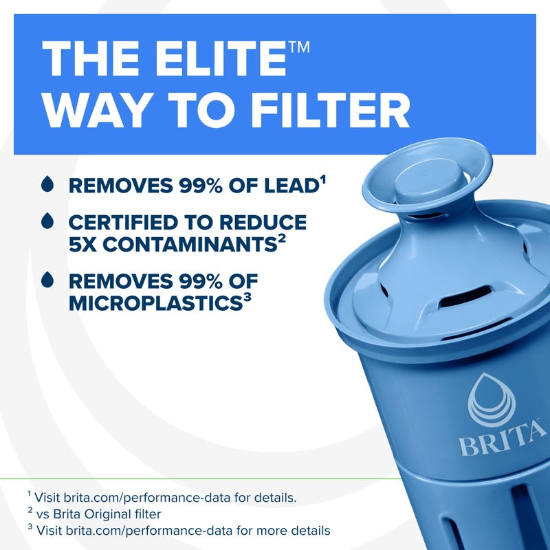Brita Filter Replacements for Water Pitchers and Dispensers, Elite, NSF Certified to Remove 99% of Lead, 2 Count, Blue - Image 2