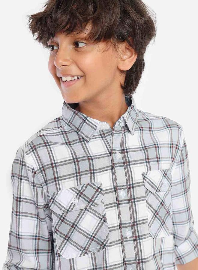 بونكيدز قميص قطن مطبوع للأولاد باللونين الرمادي والأبيض - Image 2