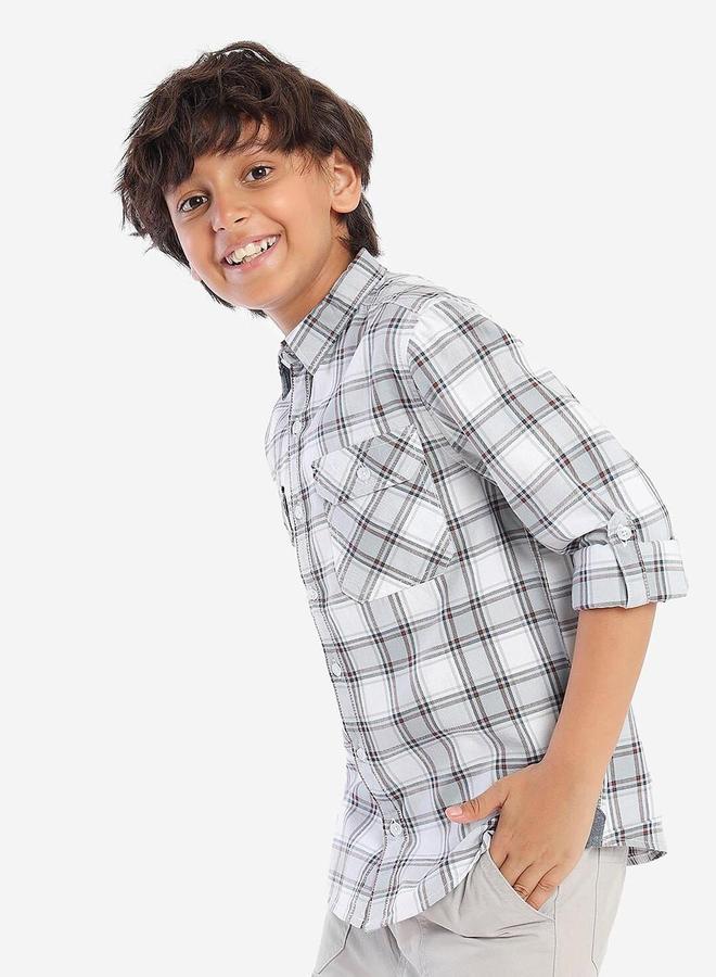 بونكيدز قميص قطن مطبوع للأولاد باللونين الرمادي والأبيض - Image 3
