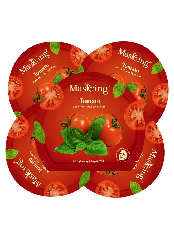 MasKing Superfood Tomato Sheet Mask for Skin Brightening, Hydrating for Women and Men, Pack of 5 - Image 1