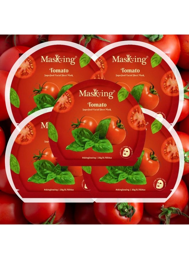 MasKing Superfood Tomato Sheet Mask for Skin Brightening, Hydrating for Women and Men, Pack of 5 - Image 2