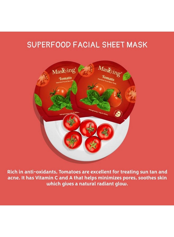 MasKing Superfood Tomato Sheet Mask for Skin Brightening, Hydrating for Women and Men, Pack of 5 - Image 4