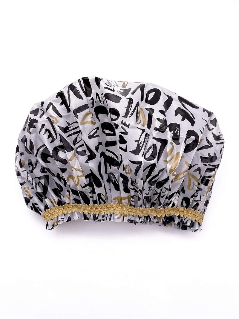 Betty Dain Betty Dain Hipster Collection Shower Cap, Waterproof, Frosted PEVA Material, Oversized Design Perfect for Every Hair Length, Elasticized Hem, True Love