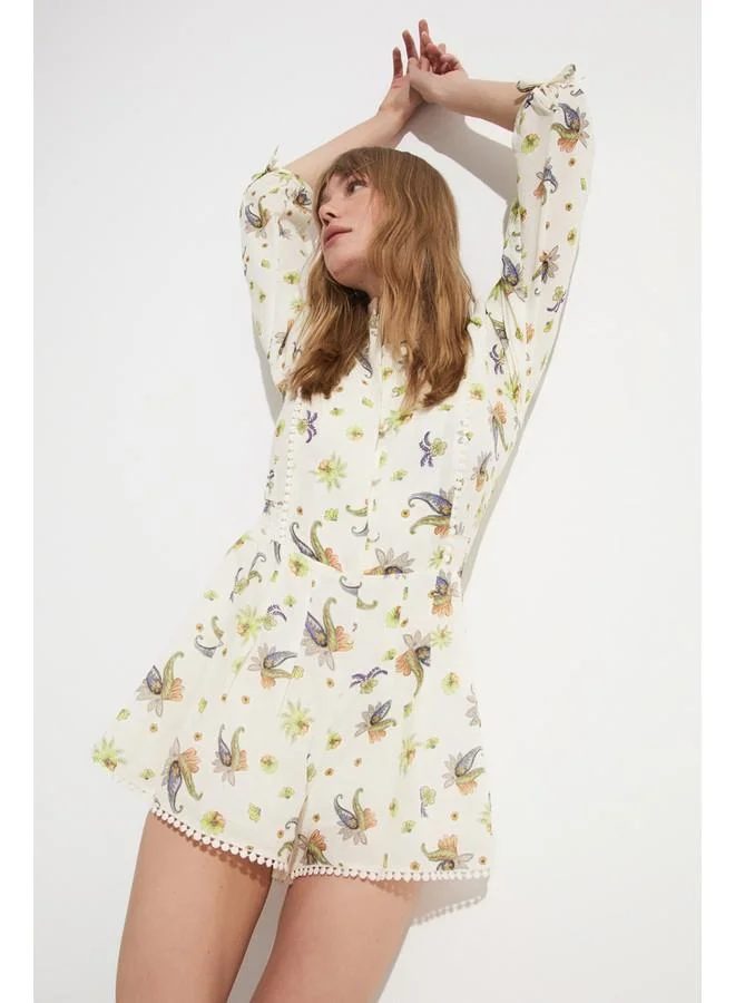 جون June Lace Detailed Patterned Jumpsuit Green