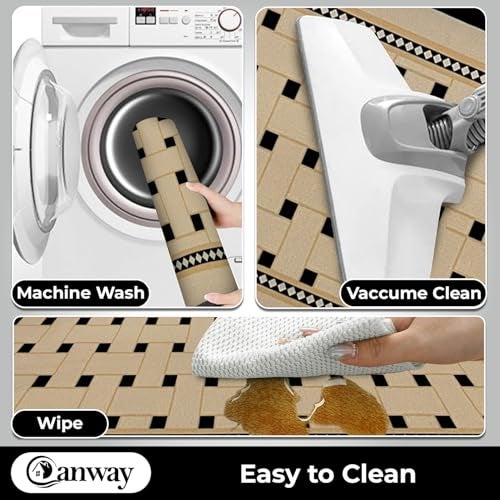 CANWAY Kitchen Mat White Dot Design – Set of 2 (40×60 & 120×40 CM) Super Absorbent, Non-Skid, Waterproof & Easy Wash Floor Mats for Home & Kitchen - Image 3