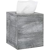 MyGift MyGift Vintage Gray Wood Square Tissue Box Cover with Slide-Out Bottom Panel  - Image 1