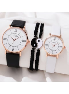 4Pcs Set Couple Watches Set with Lovers Watch Bracelet