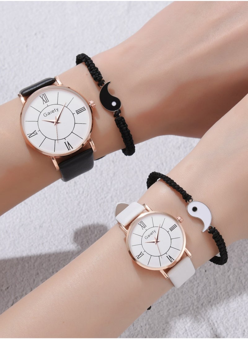 Generic - 4Pcs Set Couple Watches Set with Lovers Watch Bracelet - Image 1