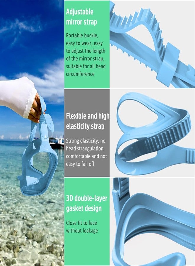 KLERICER NARUTOO Snorkel Set Adults, Fashionable Macaron Colors Frameless Snorkeling Mask, Ultra Wide View Anti-Fog Snorkel Mask Set, Portable Professional Diving Snorkeling Set (Blue) - Image 5