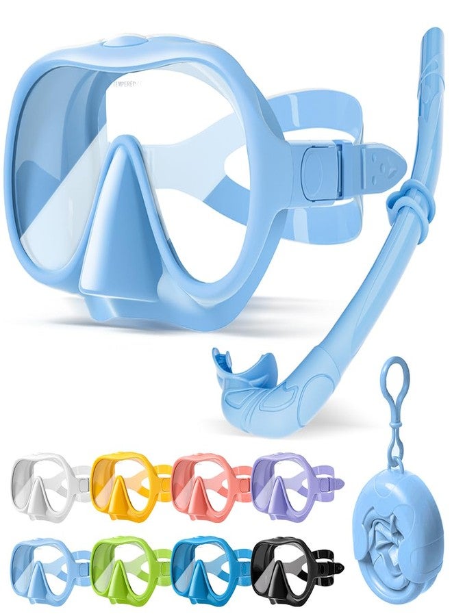 KLERICER NARUTOO Snorkel Set Adults, Fashionable Macaron Colors Frameless Snorkeling Mask, Ultra Wide View Anti-Fog Snorkel Mask Set, Portable Professional Diving Snorkeling Set (Blue) - Image 1