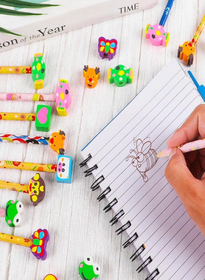 LOKIPA 24PCS Fun Cute Pencils, Assorted Colorful Cartoon Animal Pencil with Erasers Toppers Bulk Pencils for Kids School Supplies and Children Prize Gifts（Random Style - Image 4