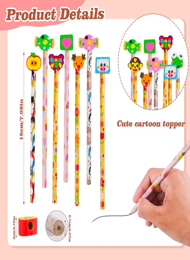 LOKIPA 24PCS Fun Cute Pencils, Assorted Colorful Cartoon Animal Pencil with Erasers Toppers Bulk Pencils for Kids School Supplies and Children Prize Gifts（Random Style - Image 3